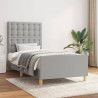 Estructura de cama con cabecero de tela gris claro 90x190 cm 1