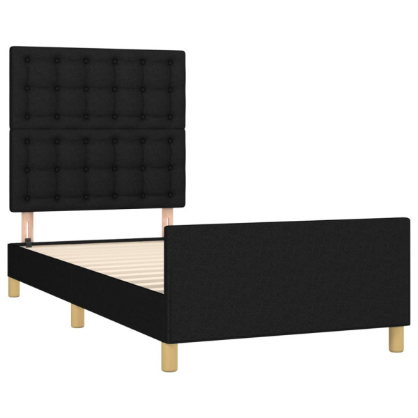 Estructura de cama con cabecero de tela negro 90x190 cm M 4