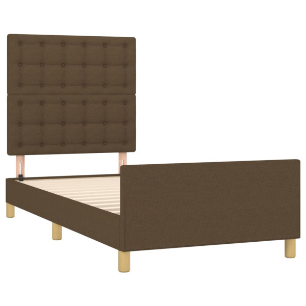 Estrutura de cama c/ cabeceira 90x190 cm tecido castanho-escuro M 4