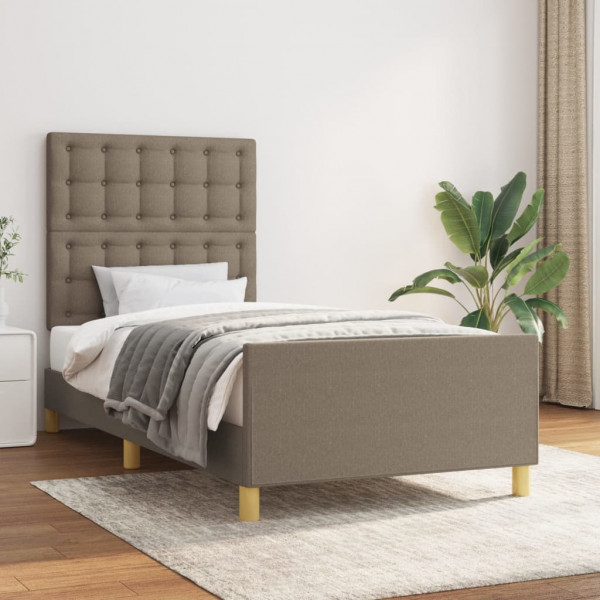 Estructura de cama con cabecero de tela gris taupe 90x190 cm D