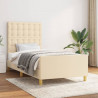Estrutura de cama sem colchão 90x200 cm tecido creme 1