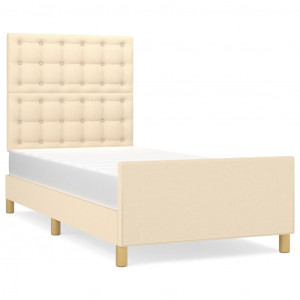 Estrutura de cama sem colchão 90x200 cm tecido creme H