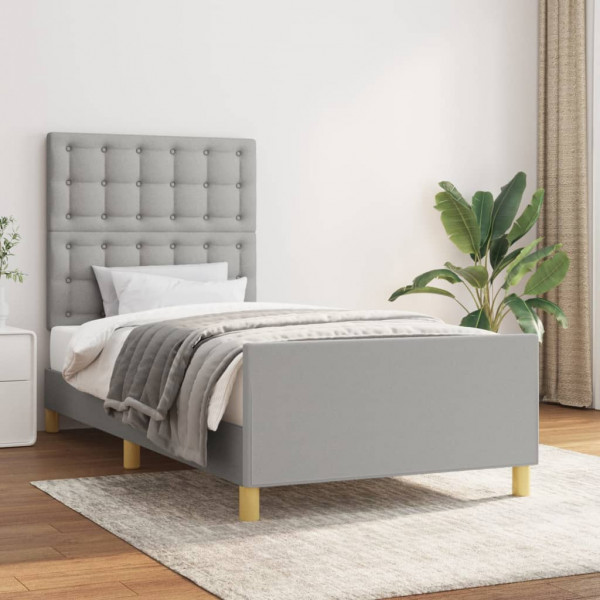 Estructura de cama con cabecero de tela gris claro 100x200 cm D