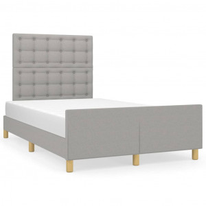Estrutura de cama sem colchão 120x200 cm tecido cinzento-claro H