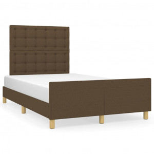 Estrutura de cama sem colchão 120x200 cm tecido castanho-escuro H
