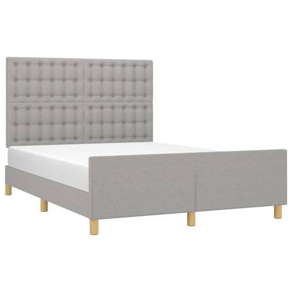 Estructura de cama con cabecero de tela gris claro 140x190 cm M 3