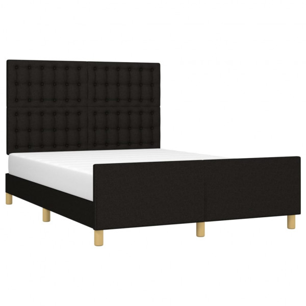 Estructura de cama con cabecero de tela negro 140x190 cm M 3