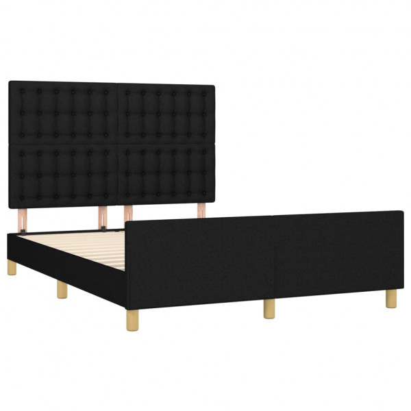 Estructura de cama con cabecero de tela negro 140x190 cm M 4