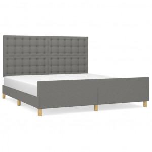 Estrutura de cama sem colchão 160x200 cm tecido cinzento-escuro H
