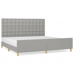 Estrutura de cama sem colchão 200x200 cm tecido cinzento-claro H