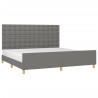 Estructura de cama con cabecero tela gris oscuro 200x200 cm 3