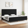 Estructura de cama con cabecero de tela negro 200x200 cm 1