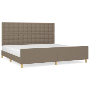 Cama sem colchão 200x200 cm tecido cinzento-acastanhado H