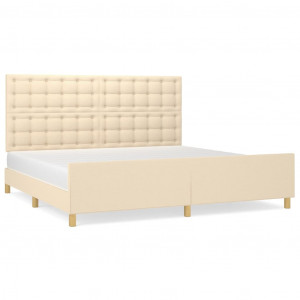 Estrutura de cama sem colchão 200x200 cm tecido cor creme H