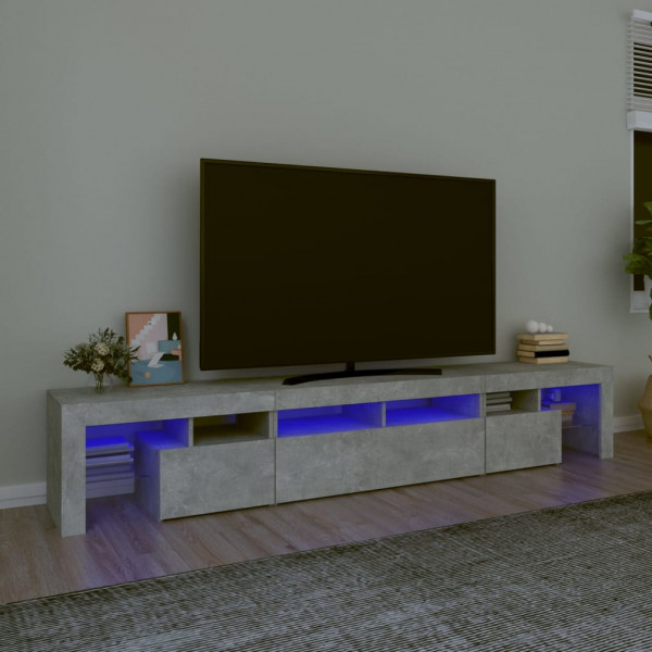 Mueble de TV con luces LED gris hormigón 230x36.5x40 cm D