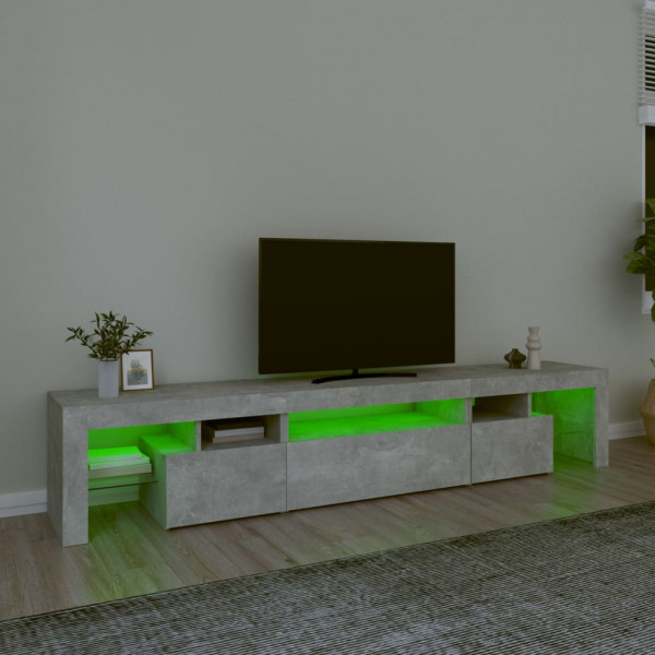 Mueble de TV con luces LED gris hormigón 215x36.5x40 cm M 4
