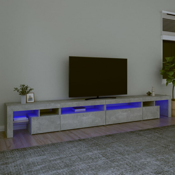 Mueble de TV con luces LED gris hormigón 290x36.5x40 cm D