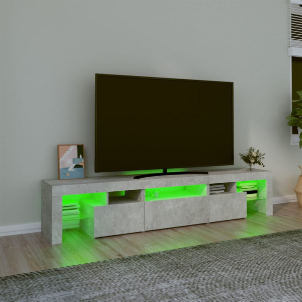 Mueble de TV con luces LED gris hormigón 200x36.5x40 cm M 4
