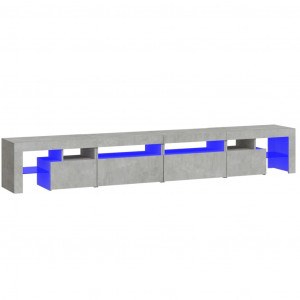 Mueble de TV con luces LED gris hormigón 260x36.5x40 cm H