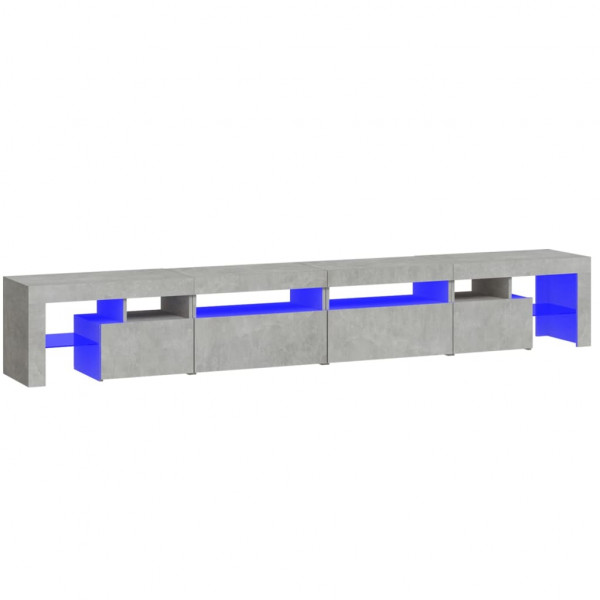 Mueble de TV con luces LED gris hormigón 260x36.5x40 cm M 2