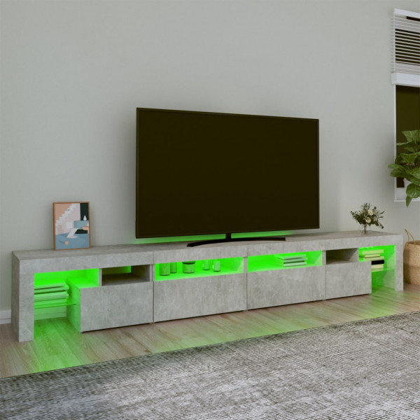Mueble de TV con luces LED gris hormigón 260x36.5x40 cm M 4