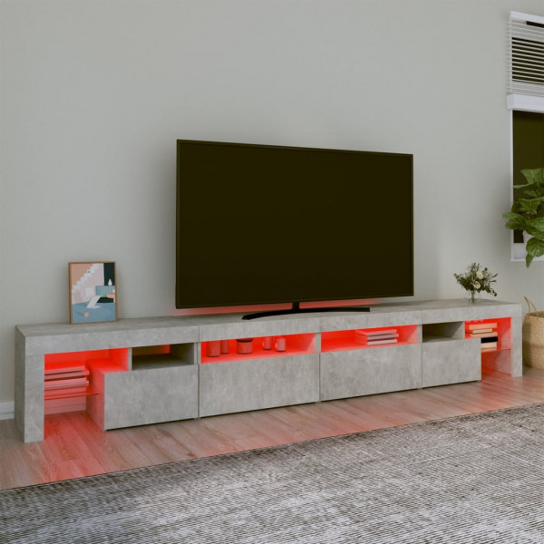 Mueble de TV con luces LED gris hormigón 260x36.5x40 cm M 5