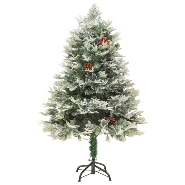 Árbol de Navidad con luces y piñas PVC PE verde 150 cm M 2
