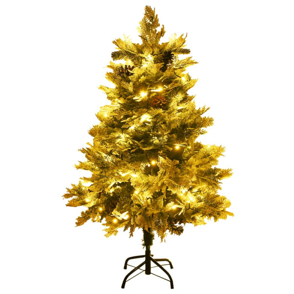 Árbol de Navidad con luces y piñas PVC PE verde 150 cm M 4