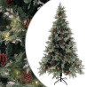Árbol de Navidad con luces y piñas PVC PE verde 195 cm 1