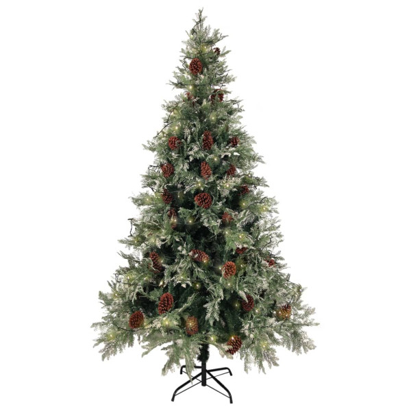Árvore de Natal com pinhas pré-iluminada 195 cm PVC e PE verde M 2