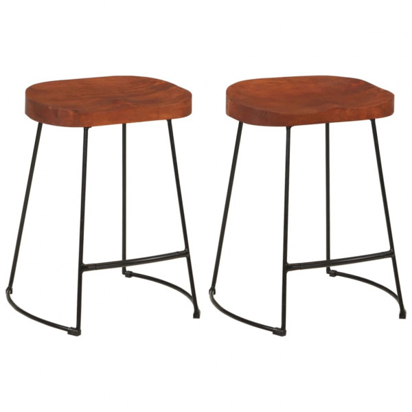 Taburetes de bar Gavin 2 uds madera mango maciza 45x38x53 cm D