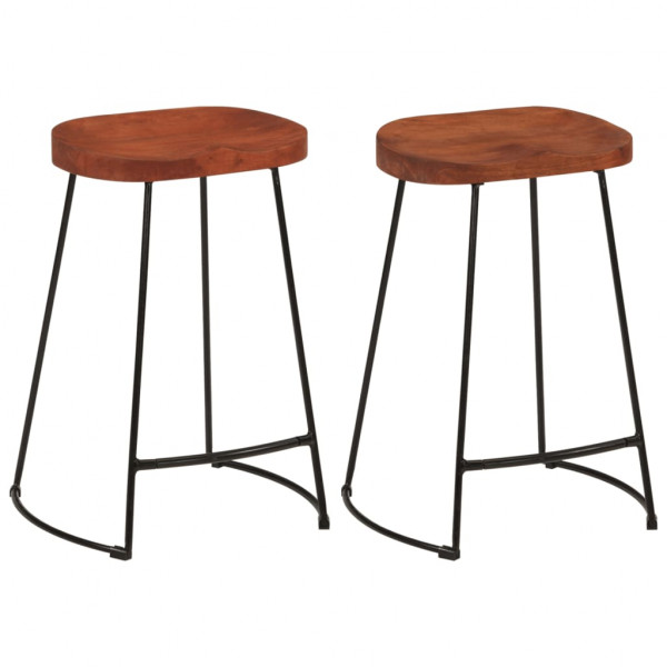 Taburetes de bar Gavin 2 uds madera mango maciza 45x40x63 cm D