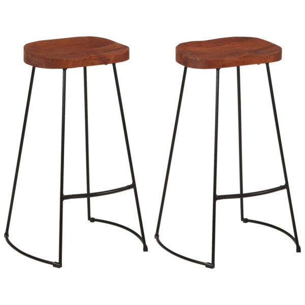 Taburetes de bar Gavin 2 uds madera mango maciza 50x40x78 cm D