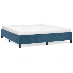 Estrutura de cama sem colchão 180x200 cm veludo azul-escuro H