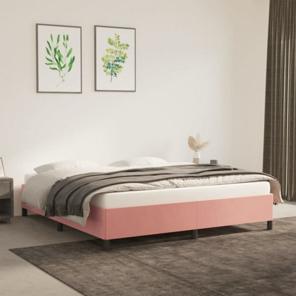 Estructura de cama de terciopelo rosa 180x200 cm D