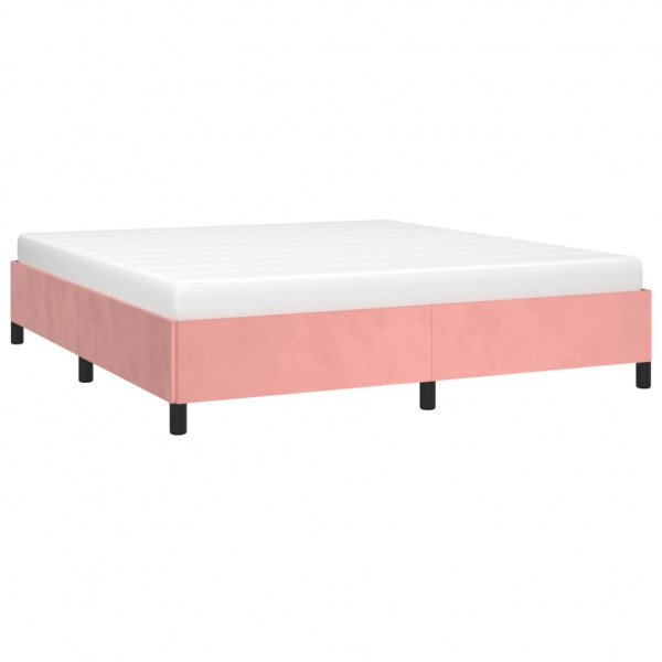 Estrutura de cama 180x200 cm veludo rosa M 3