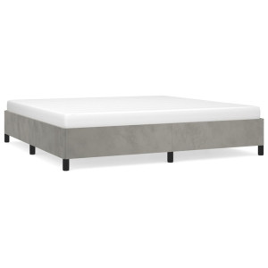 Estrutura de cama sem colchão 200x200 cm veludo cinzento-claro H