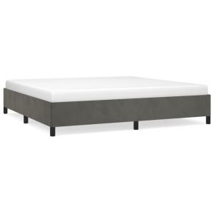 Estrutura de cama sem colchão 200x200 cm veludo cinzento-escuro H