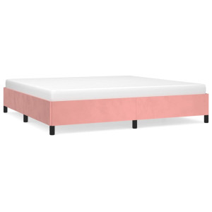 Estrutura de cama 200x200 cm veludo rosa H