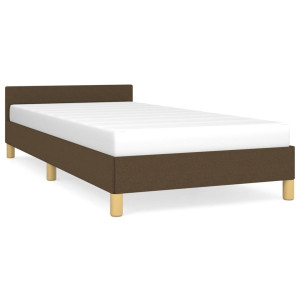Estrutura de cama sem colchão 80x200 cm tecido castanho-escuro H