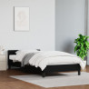 Estructura de cama con cabecero cuero sintético negro 90x200 cm 1