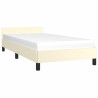 Estructura de cama con cabecero cuero sintético crema 90x200 cm 3