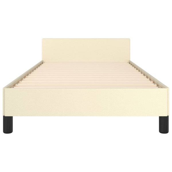 Estructura de cama con cabecero cuero sintético crema 90x200 cm M 5