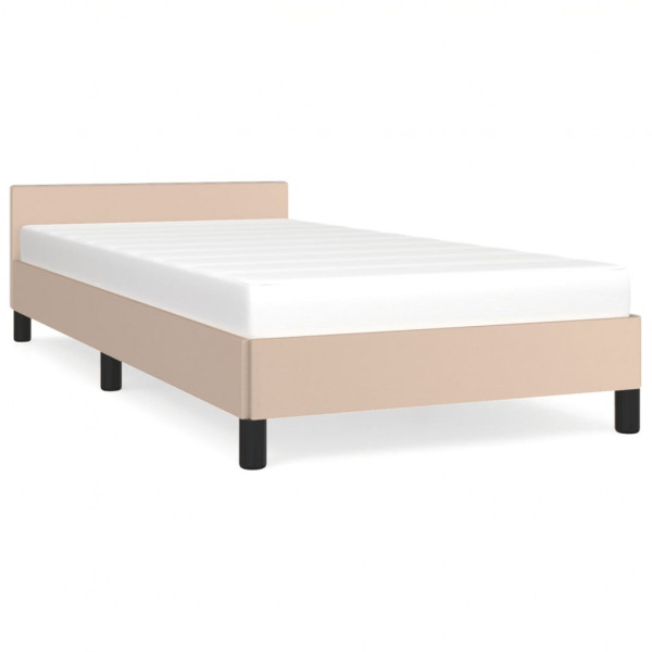 Estructura de cama cabecero cuero sintético capuchino 90x200 cm M 2