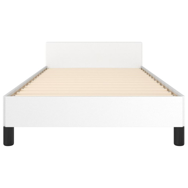 Estructura de cama cabecero cuero sintético blanco 100x200 cm M 5