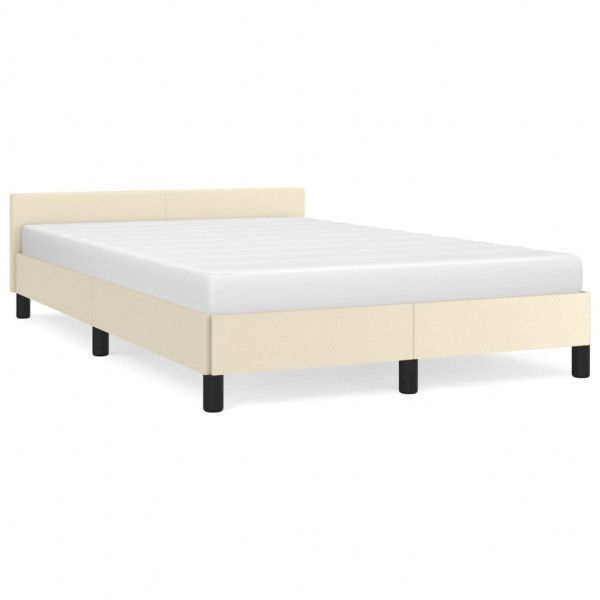 Estructura de cama con cabecero cuero sintético crema 120x200cm M 2