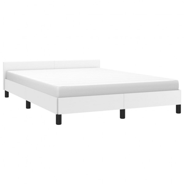 Estructura de cama cabecero cuero sintético blanco 140x190 cm M 3