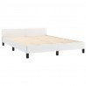 Estructura de cama cabecero cuero sintético blanco 140x190 cm 4