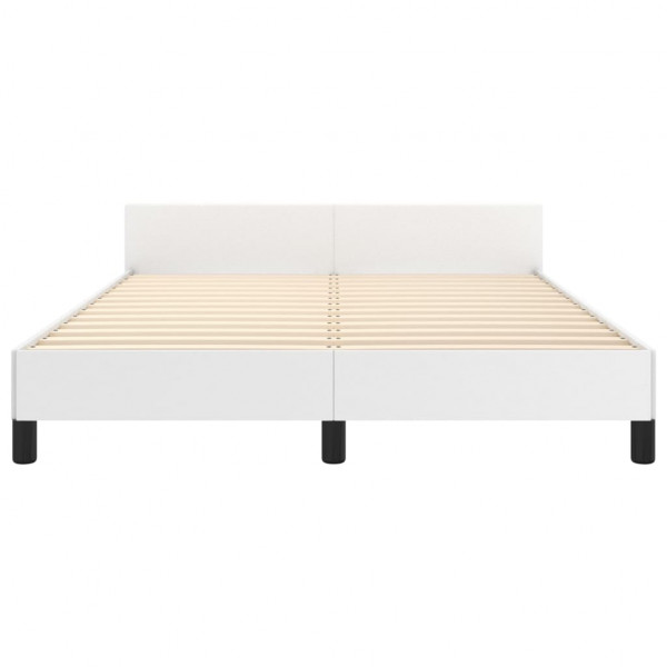 Estructura de cama cabecero cuero sintético blanco 140x190 cm M 5