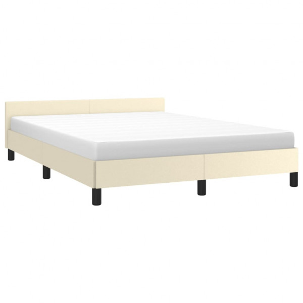 Estructura de cama con cabecero cuero sintético crema 140x190cm M 3